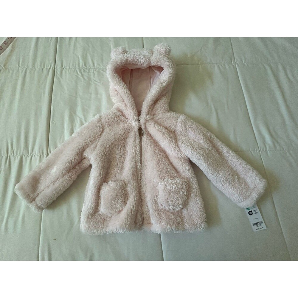 NWT Carter’s Baby Girl Pink Fuzzy Teddy Bear Hooded Jacket Coat 18M